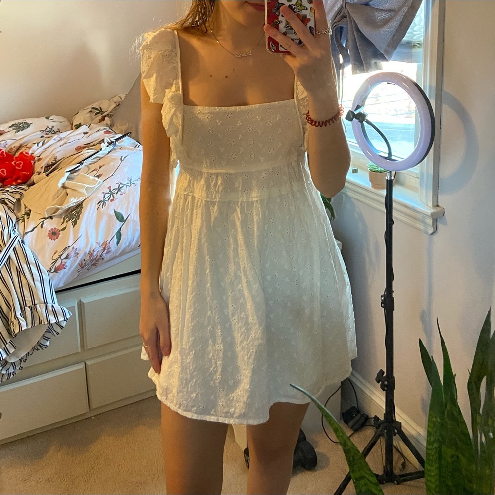 white frilly floral dress / graduation or bridal party